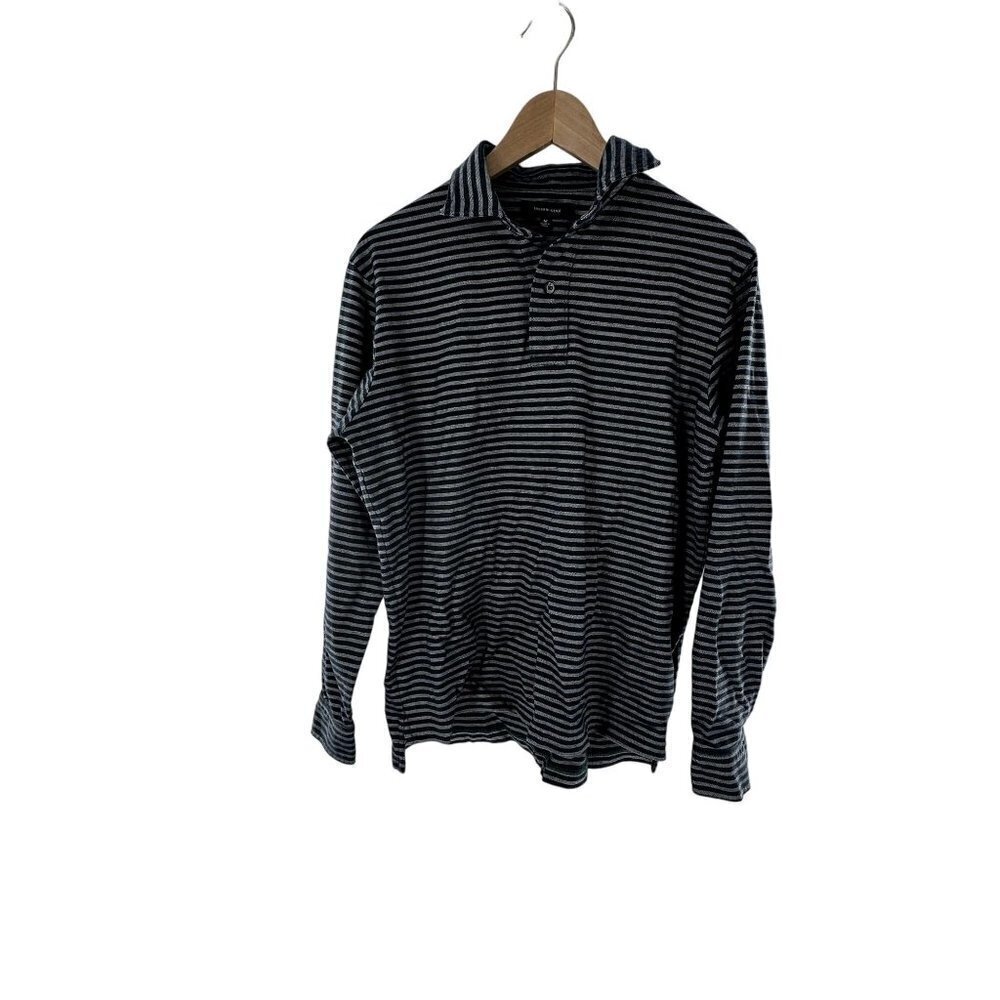 * Saks Fifth Avenue Stripe Long Sleeve Dress Polo 100% Cotton Size Medium
